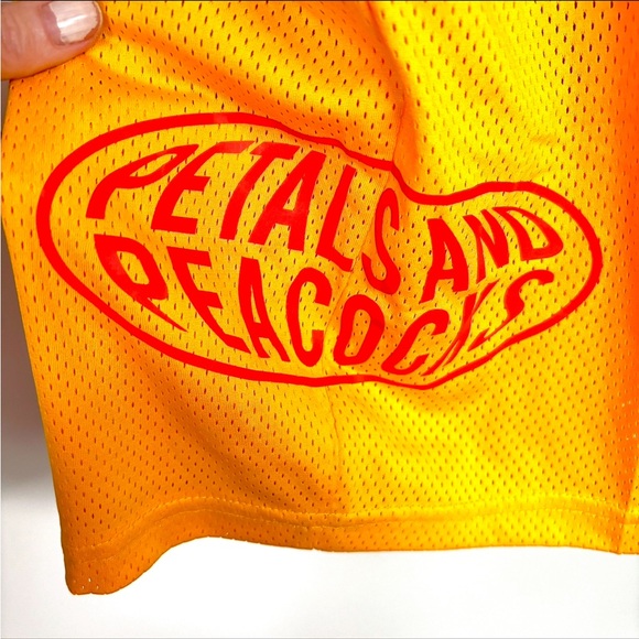 Petals and Peacocks Inclusivity Mesh Shorts Gold Small Sale - Picture 4 of 10